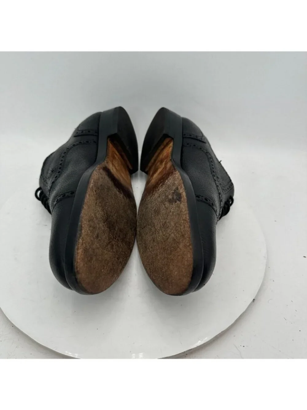 Lendvay Schwarcz Men Size EU 43 US 10 Black Peebled Leather Wingtip Oxford Shoe